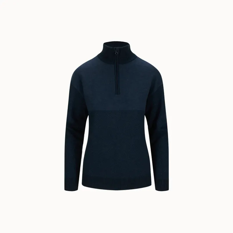 Tufte W Robin Stitch Half-Zip Sweater Sky Captain / Mood Indigo